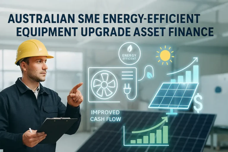 Australian SME asset finance for energy-efficient equipment upgrades to cut operational costs.